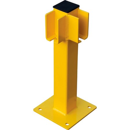 GLOBAL INDUSTRIAL Steel Lift-Out Guard Rail Corner Post, Single-Rail, 20H, Yellow 708439
